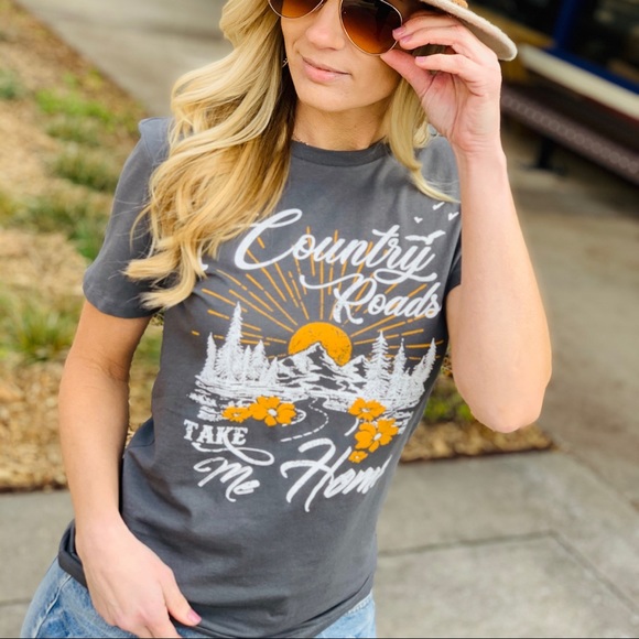 COUNTRY ROAD TAKE ME HOME TEE-CHARCOAL - Picture 3 of 6